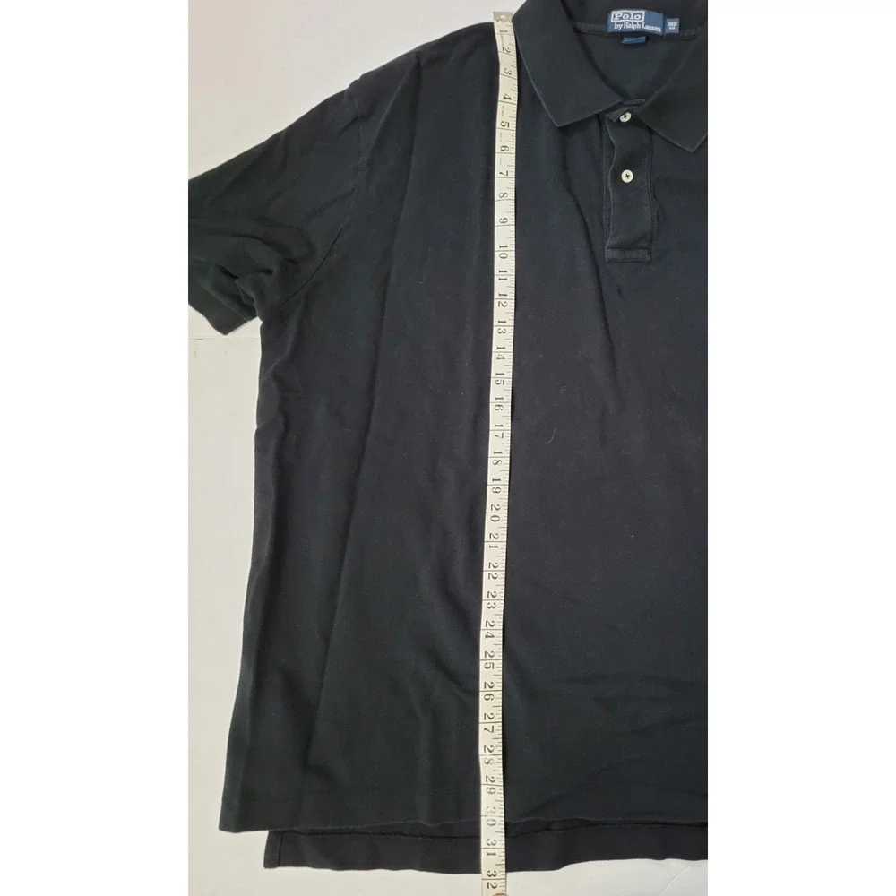Polo Ralph Lauren Mens 3XB Black Short Sleeve Polo Shirt Purple Pony Big Tall